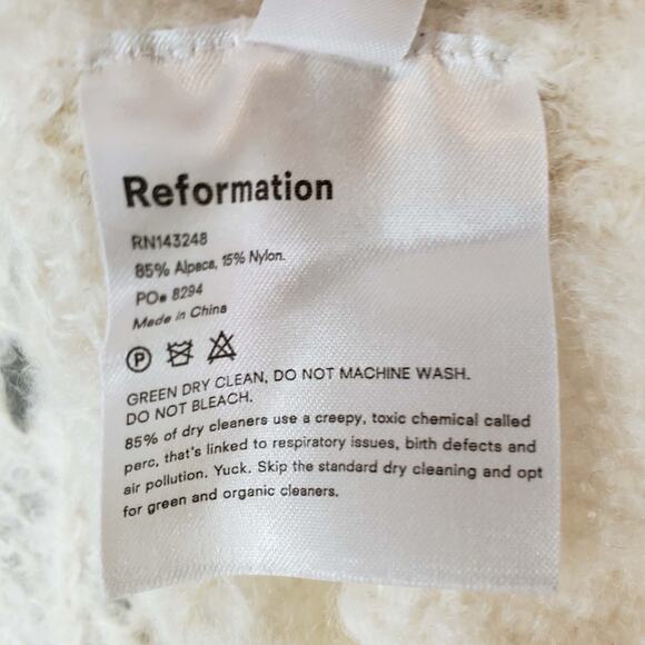 Reformation Sweater Alpaca Wool Jessica Pointelle Lacy Knit Ivory Size Small - Picture 6 of 11